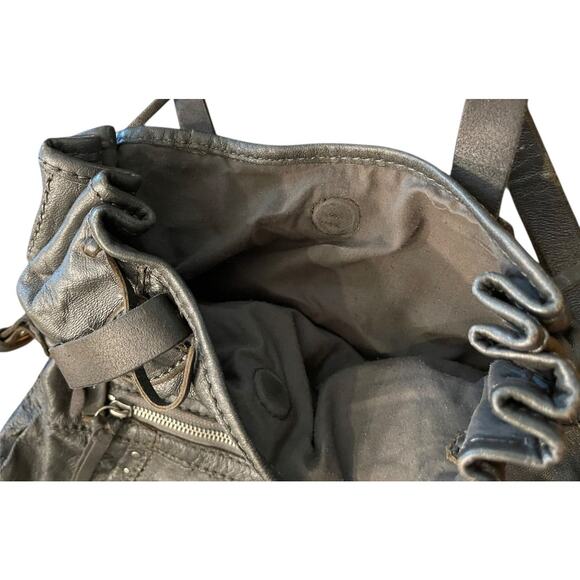 Lucky Brand Lambskin Foldover Crossbody Handbag Charcoal Gray - Picture 4 of 11